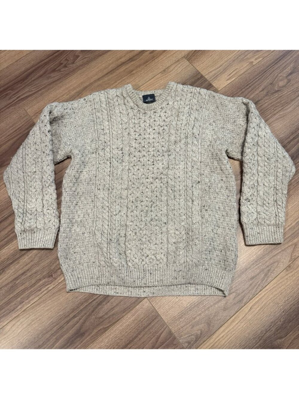 Aran Woolen Mills Cable Knit Sweater Mens XL Crew Neck Ireland Pure Wool